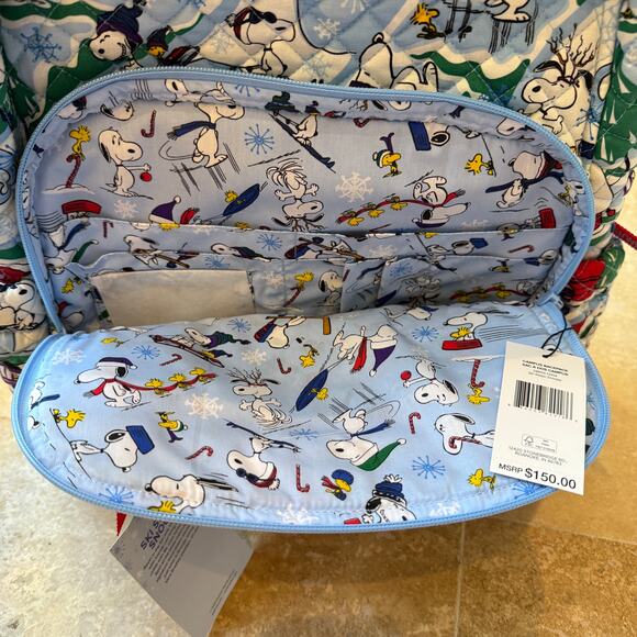 Vera Bradley Snoopy Backpack 🎄 Peanuts Holiday Quilted Bag New With Tags - Picture 7 of 9
